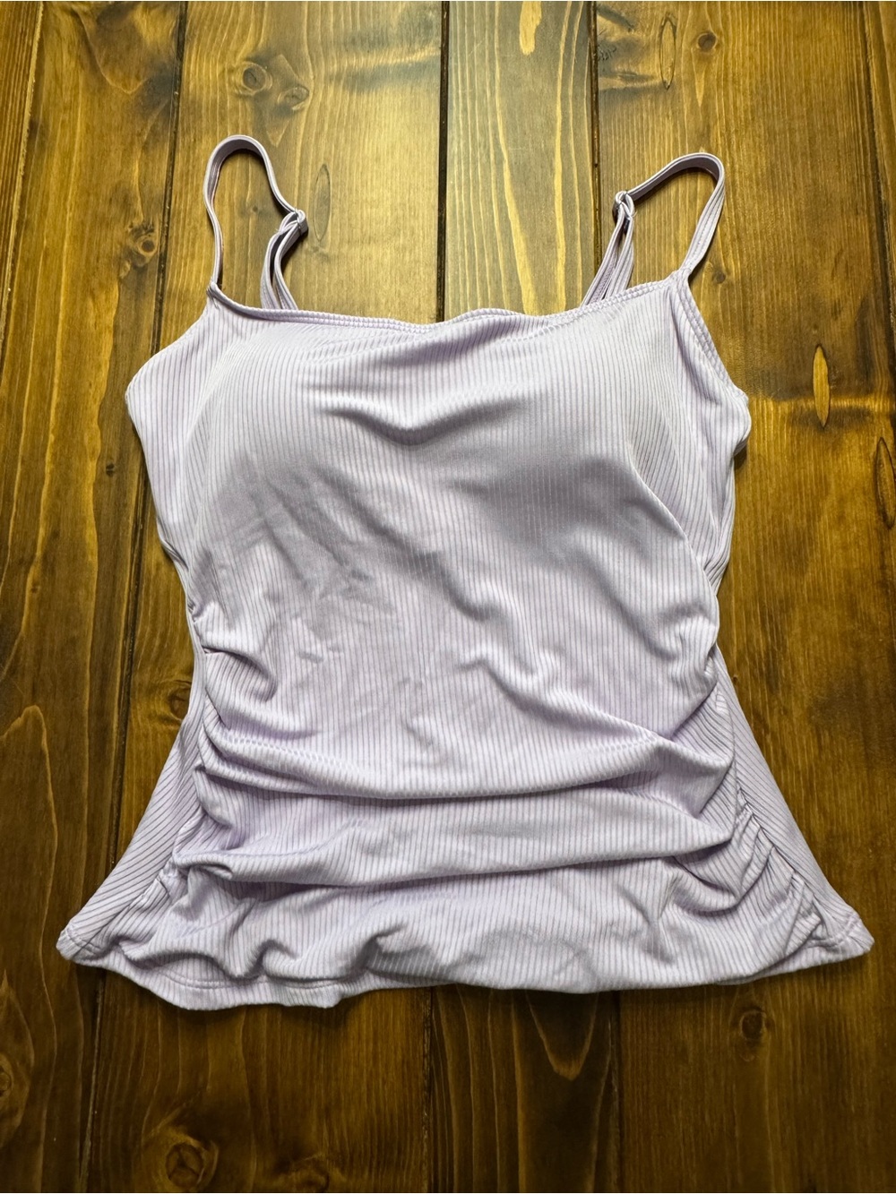 Women’s Ribbed Spaghetti Strap Tankini Swimsuit -Light Lavender